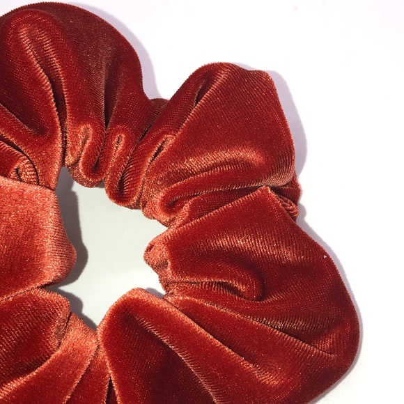 Rust Stretch Velvet Hair Scrunchie Hair Accessory - Picture 3 of 12